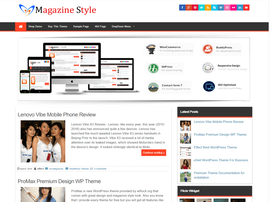 Magazine Style website example screenshot