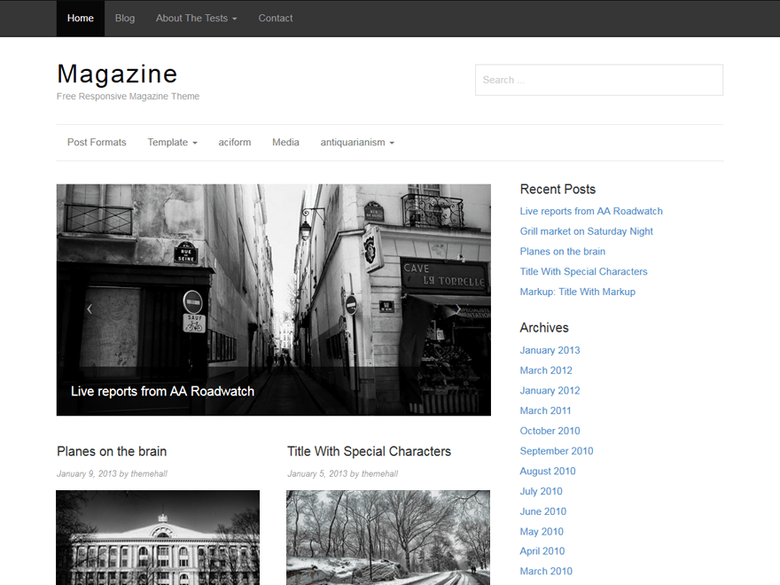 Magazine theme websites examples