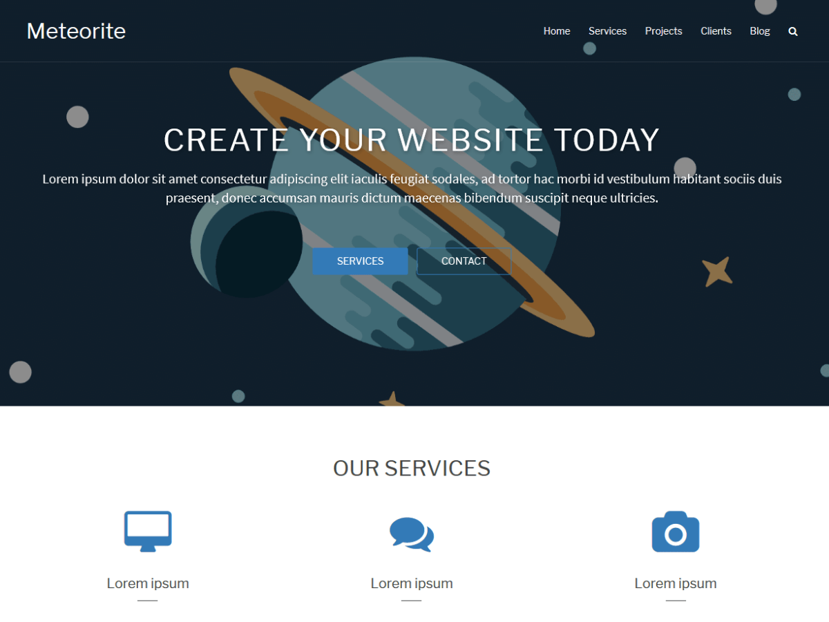 Meteorite website example screenshot