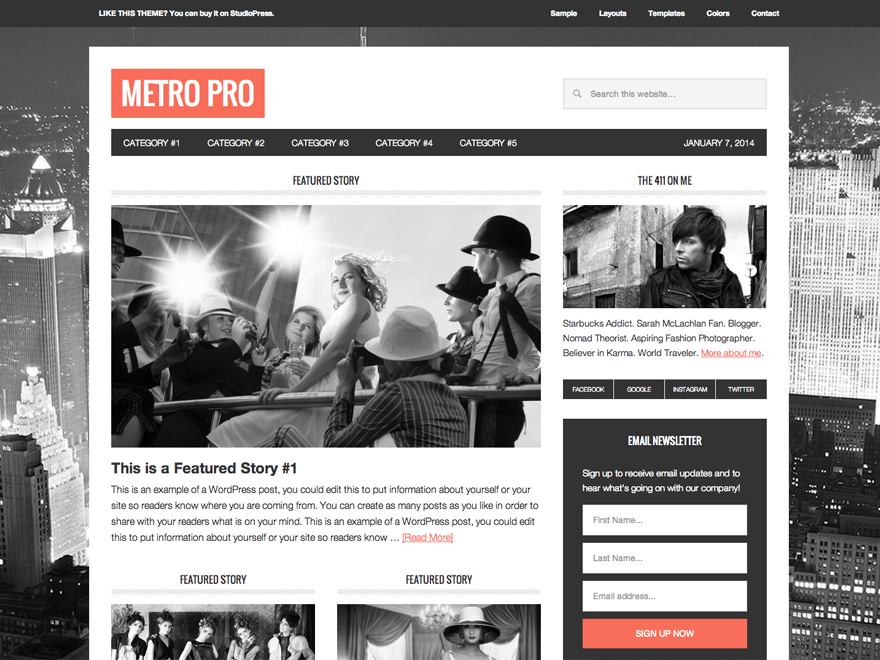 Metro Pro theme websites examples