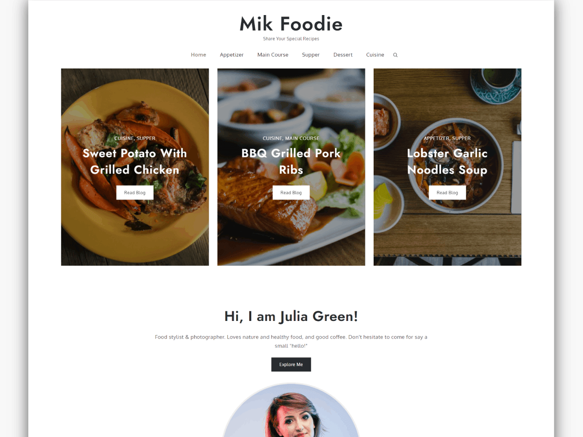 mik-foodie theme websites examples