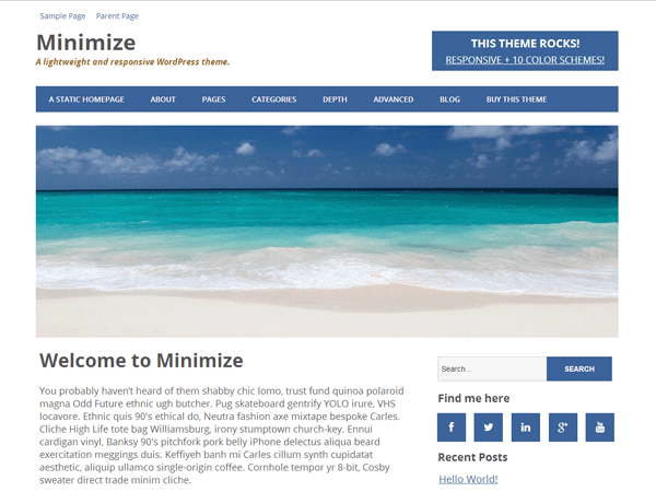 Minimize website example screenshot