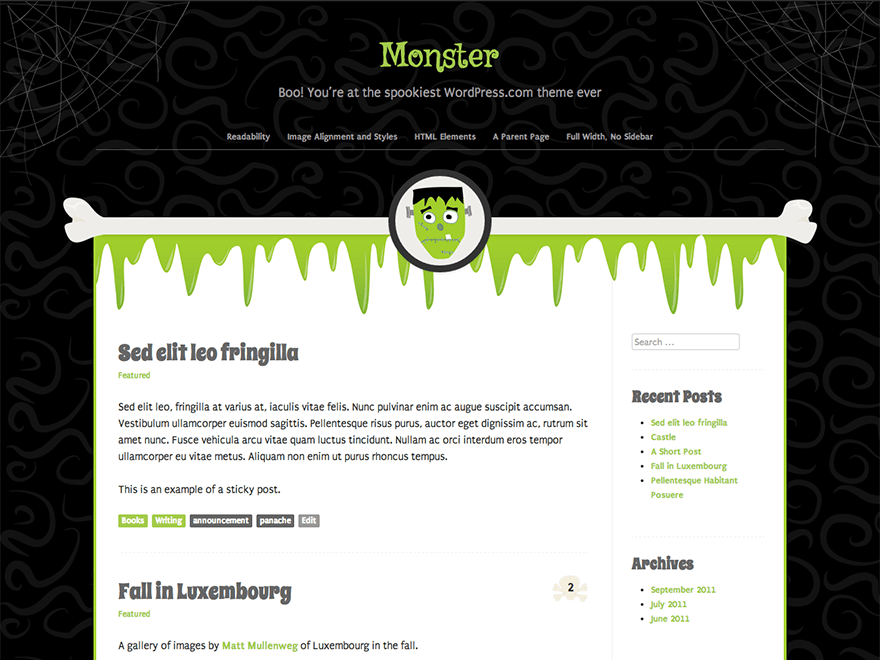 Monster website example screenshot