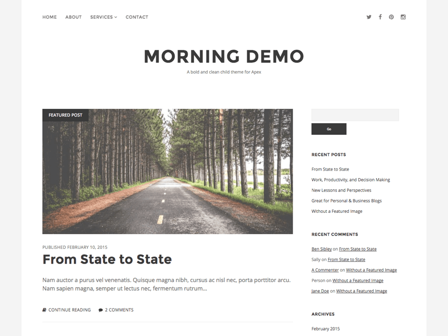 Morning website example screenshot
