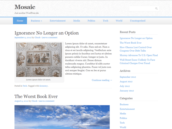 Mosaic website example screenshot