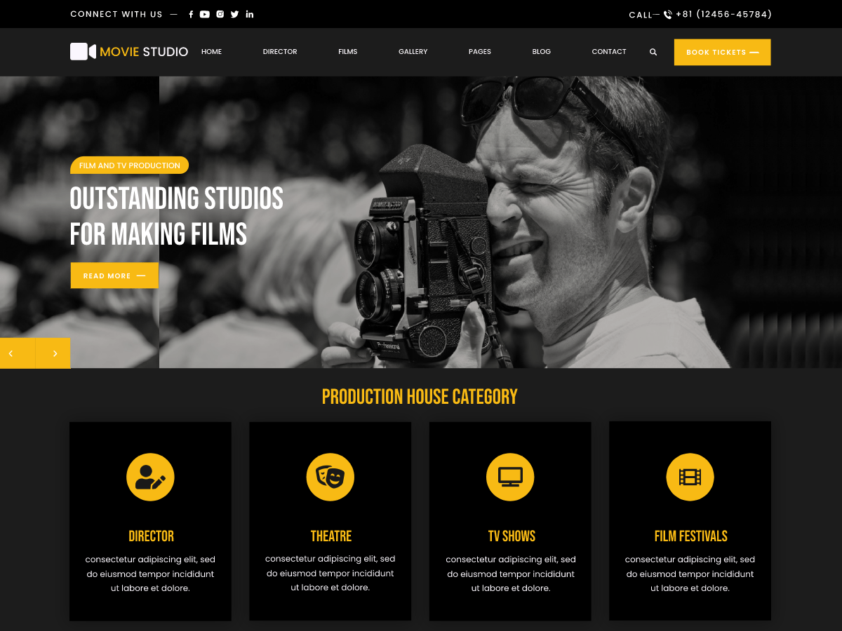 movie-studio theme websites examples