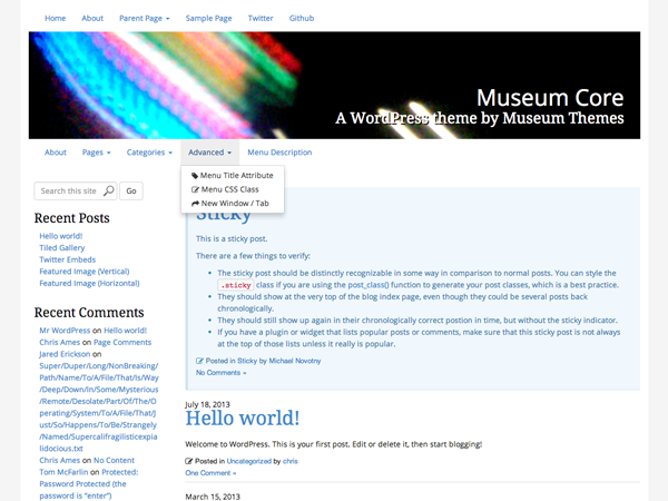 Museum Core website example screenshot