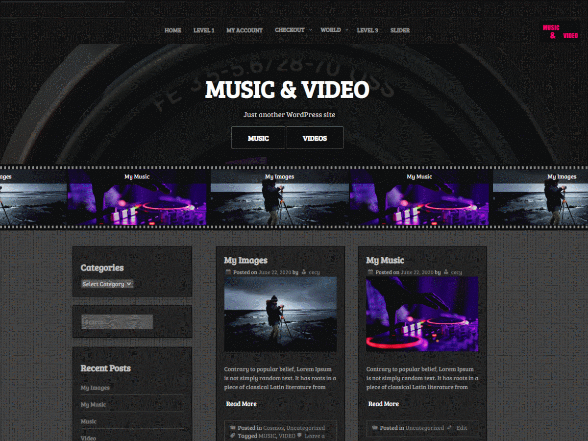 music-and-video theme websites examples