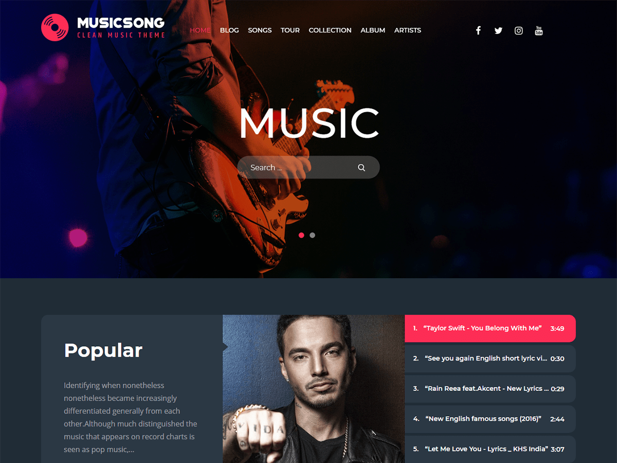 musicsong theme websites examples