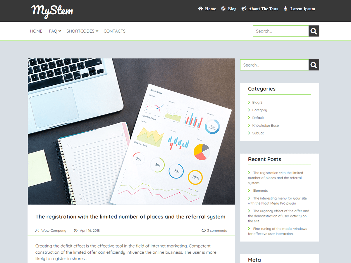 mystem WordPress theme, websites list used mystem theme mystem theme websites examples
