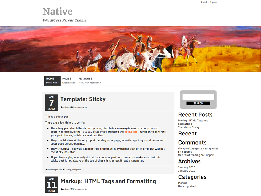 Native theme websites examples