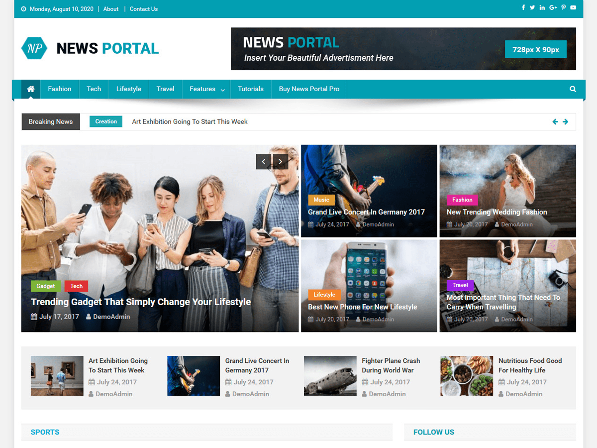 News Portal website example screenshot