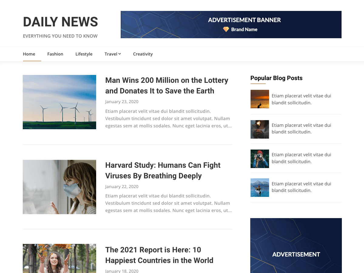 News Portaly website example screenshot