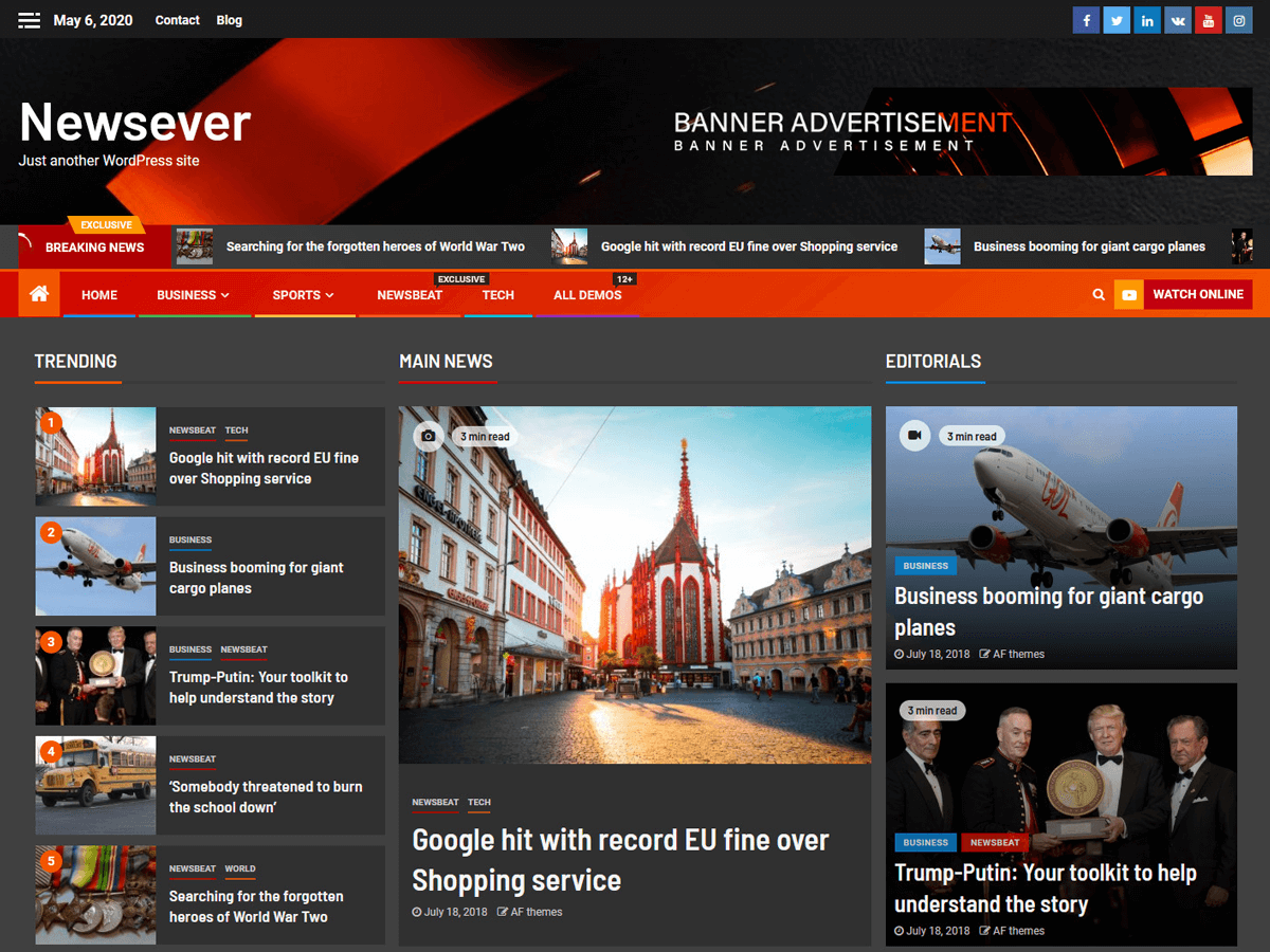 Newsever website example screenshot