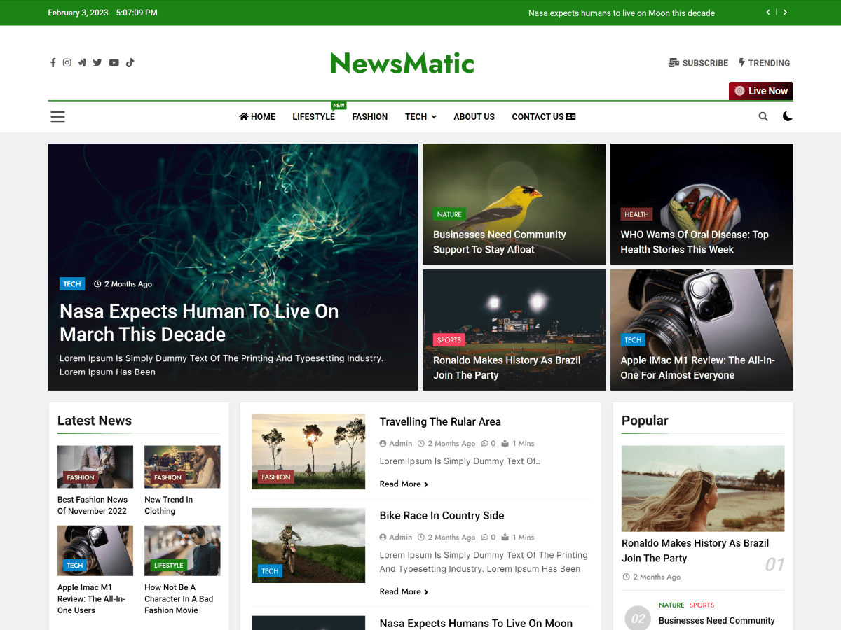 Newsmatic website example screenshot