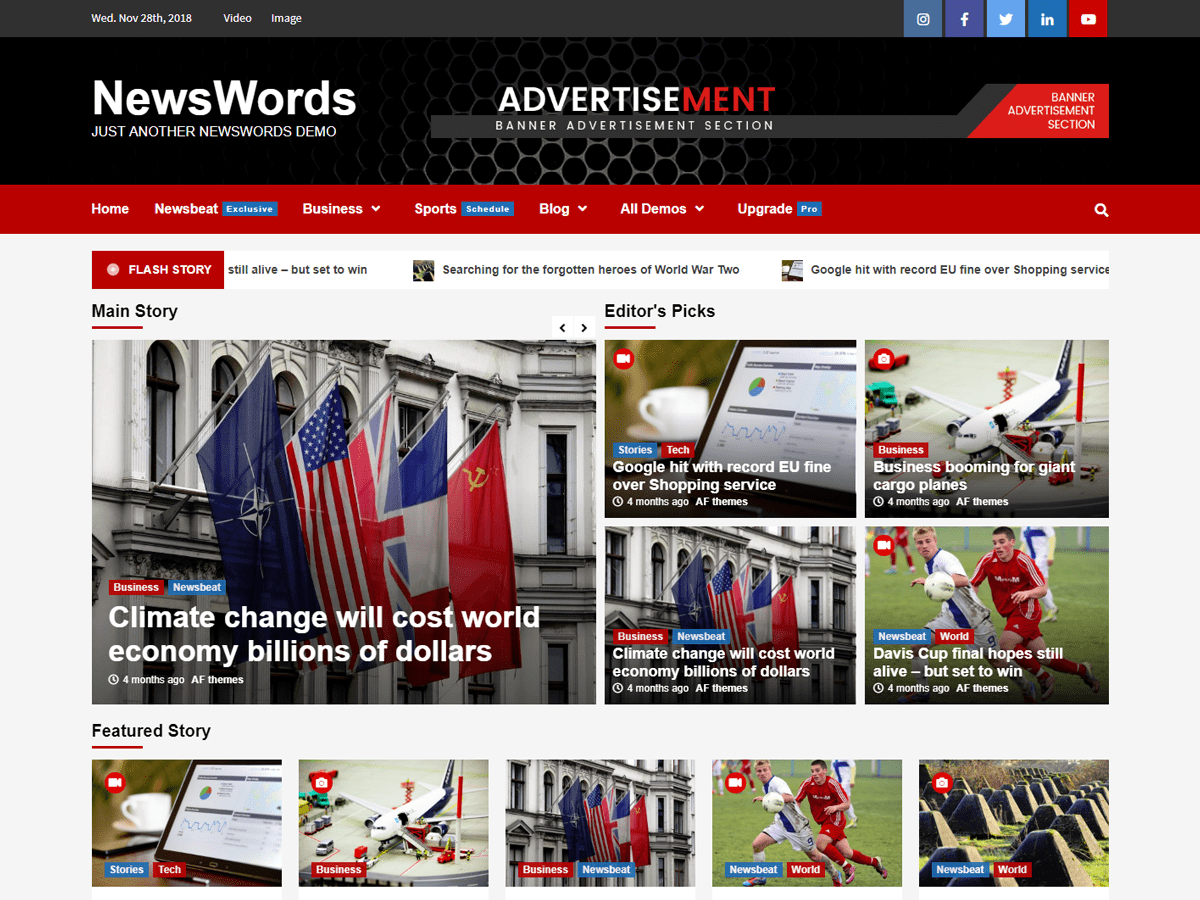 newswords theme websites examples