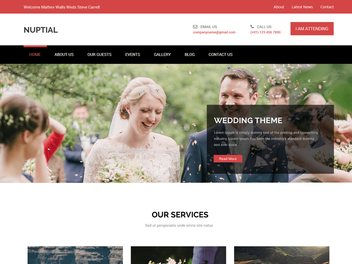 nuptial theme websites examples