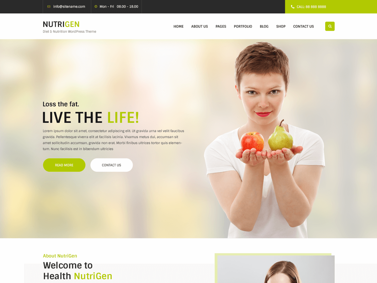 nutrigen theme websites examples