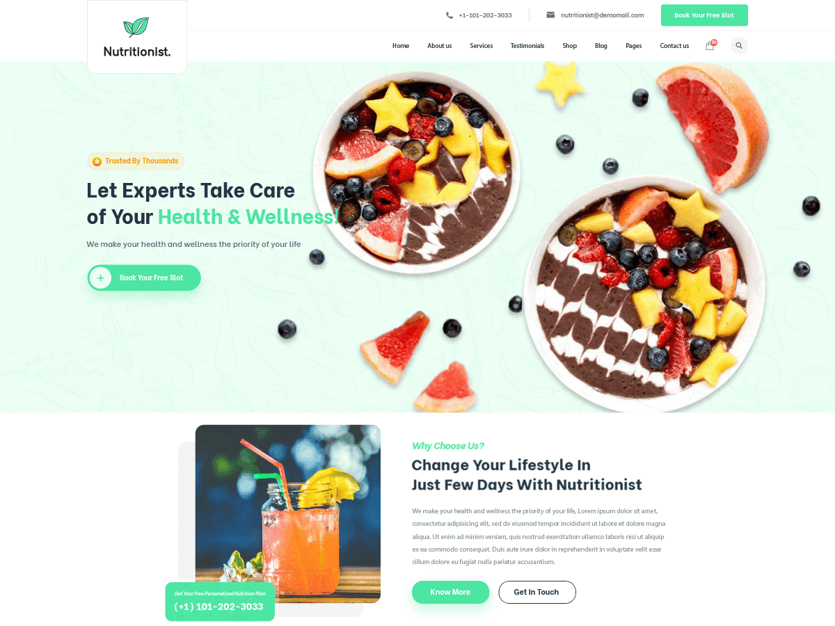 nutrition-diet theme websites examples