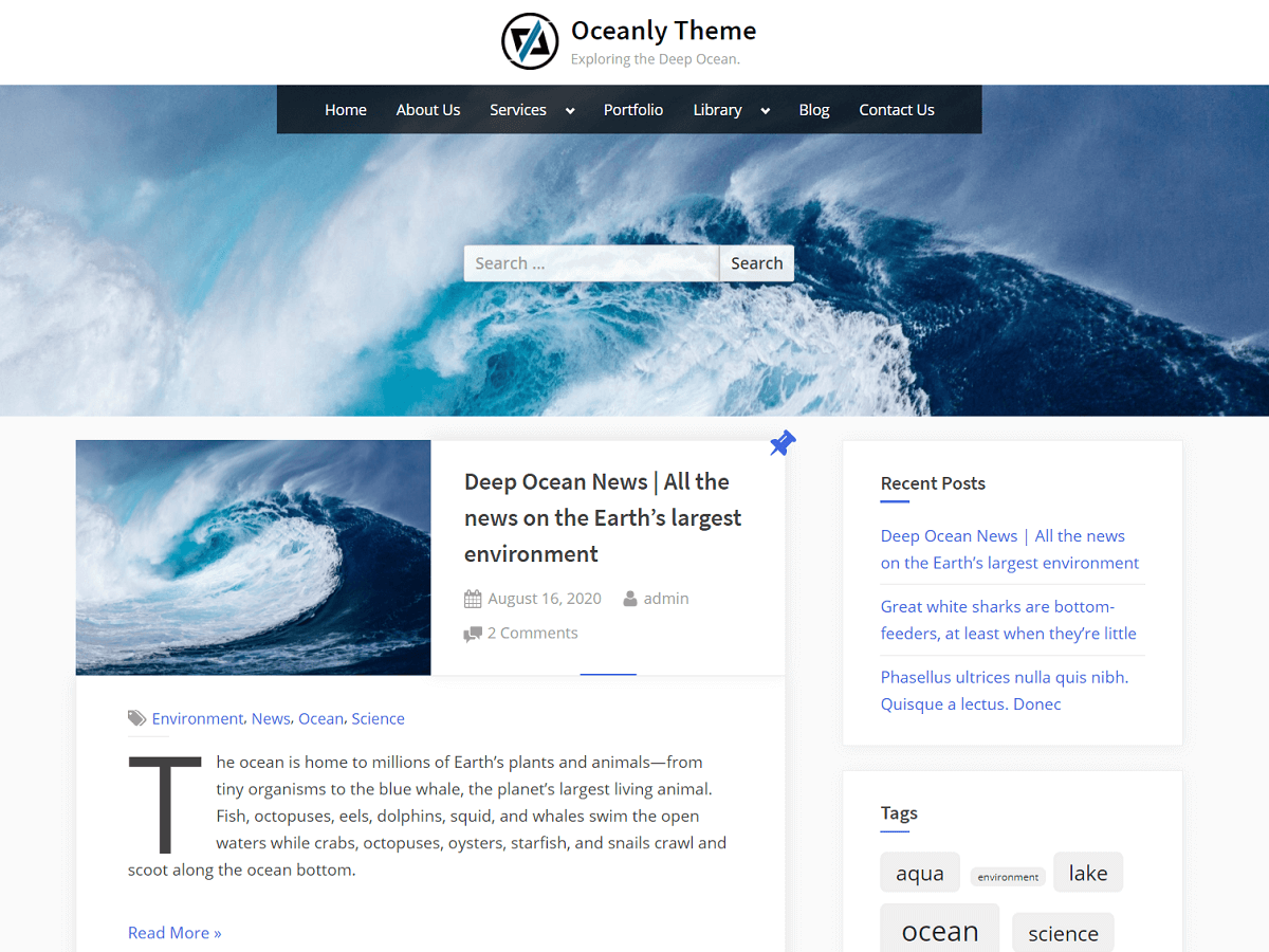 Oceanly website example screenshot