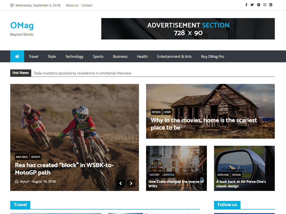 omag theme websites examples