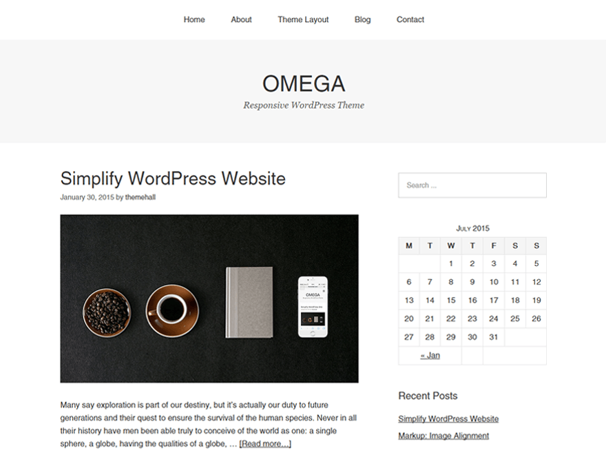 Omega website example screenshot