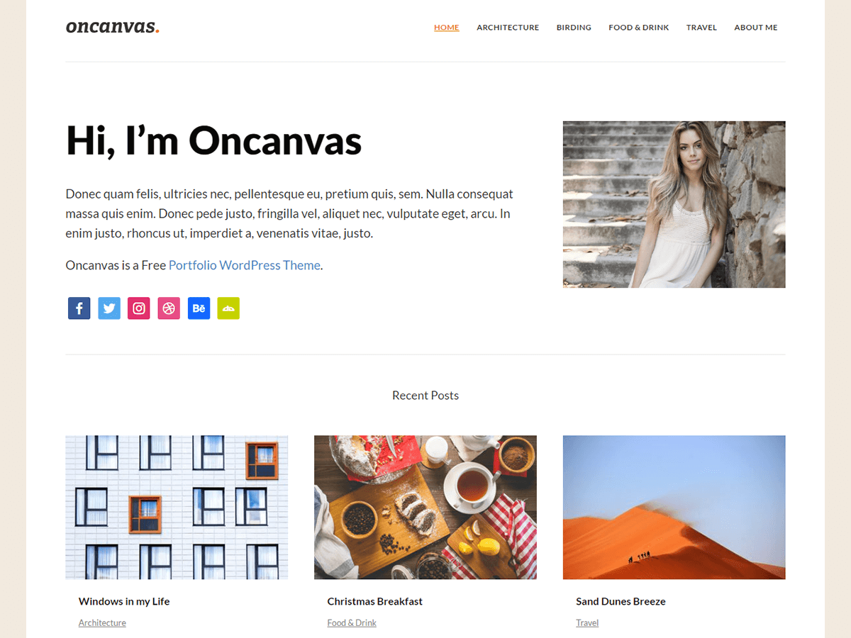 Oncanvas theme websites examples