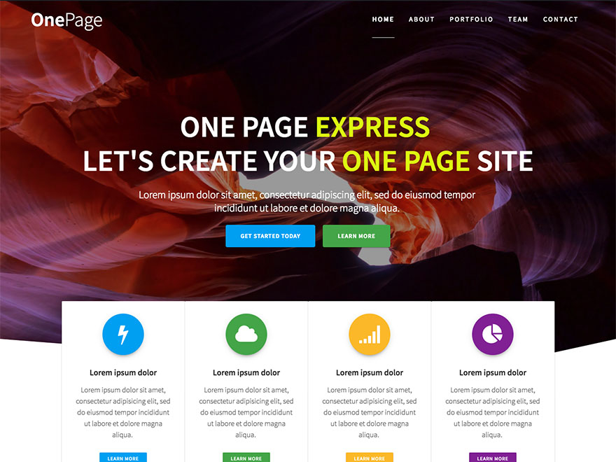 One Page Express website example screenshot