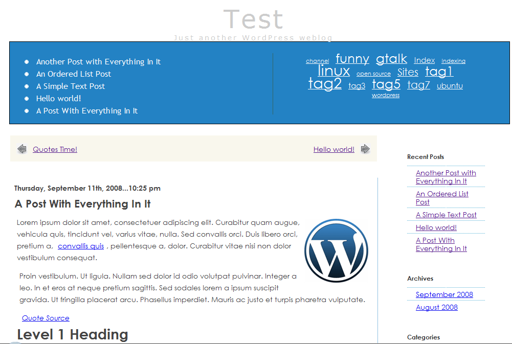 One website example screenshot