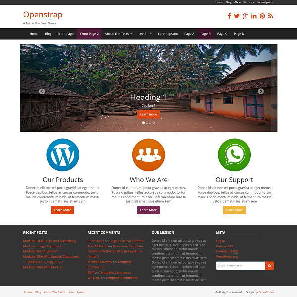 Openstrap website example screenshot