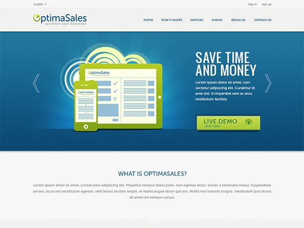 Optima website example screenshot