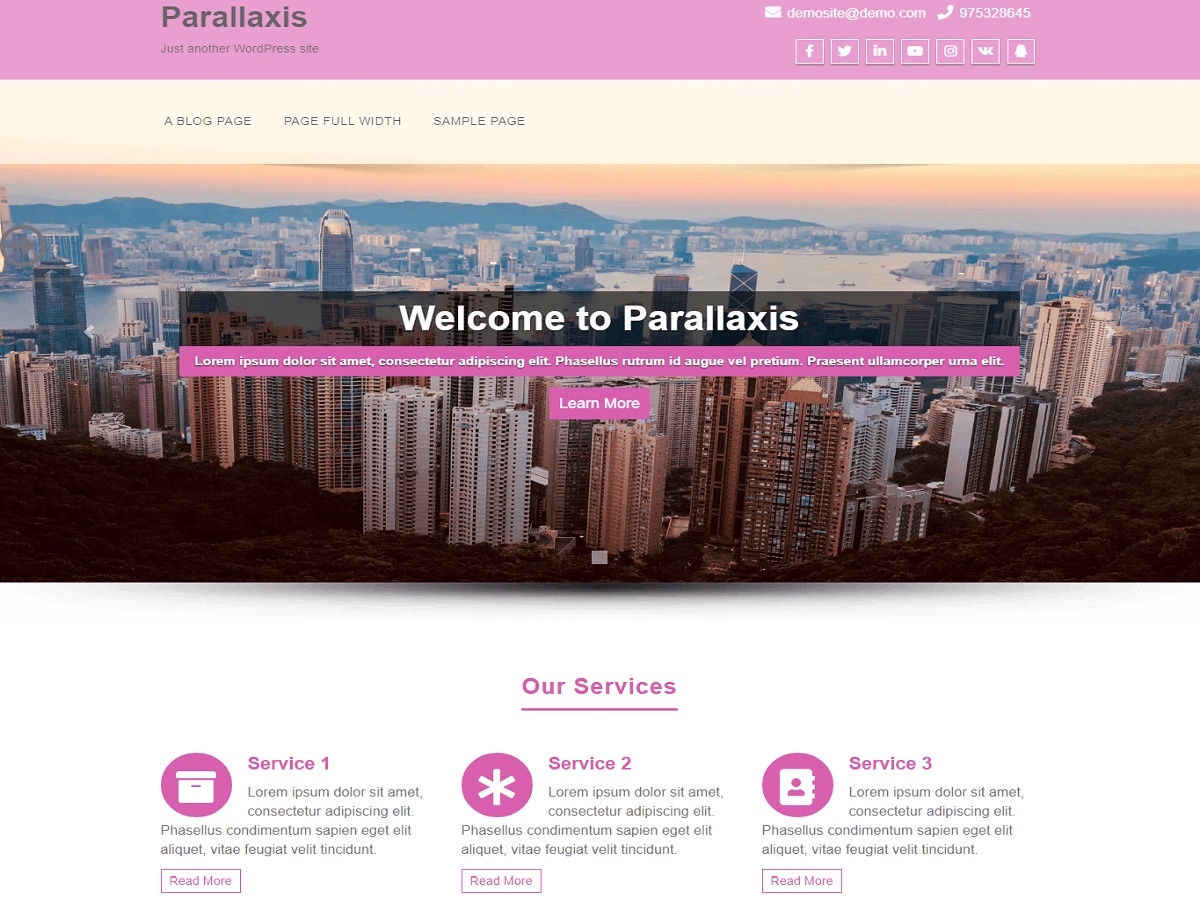 parallaxis theme websites examples