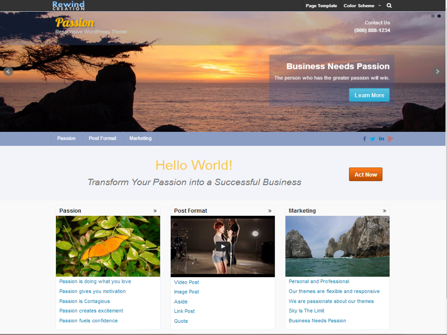 Passion website example screenshot