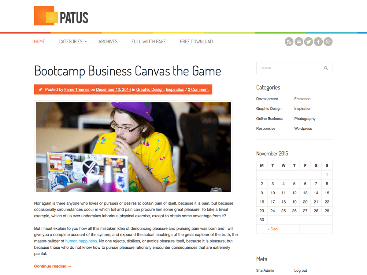 Patus website example screenshot