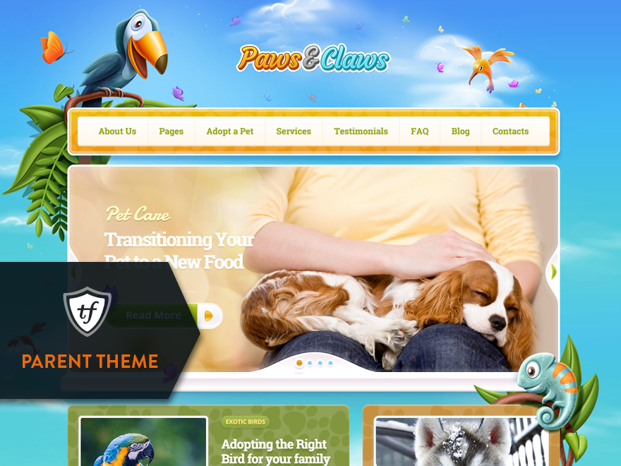 paws-and-claws-parent theme websites examples