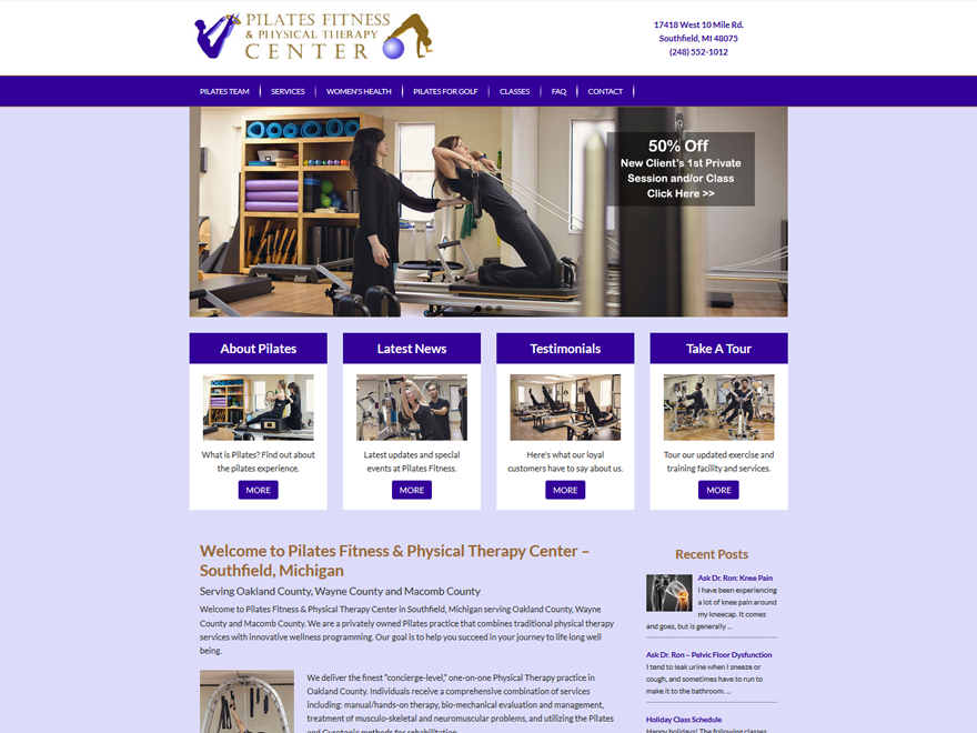 pilates theme websites examples