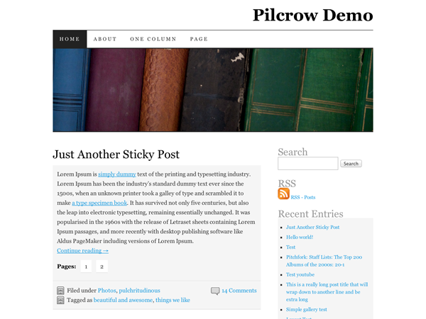 Pilcrow theme websites examples