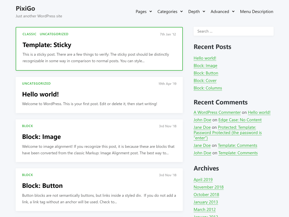 pixigo WordPress theme, websites list used pixigo theme pixigo theme websites examples