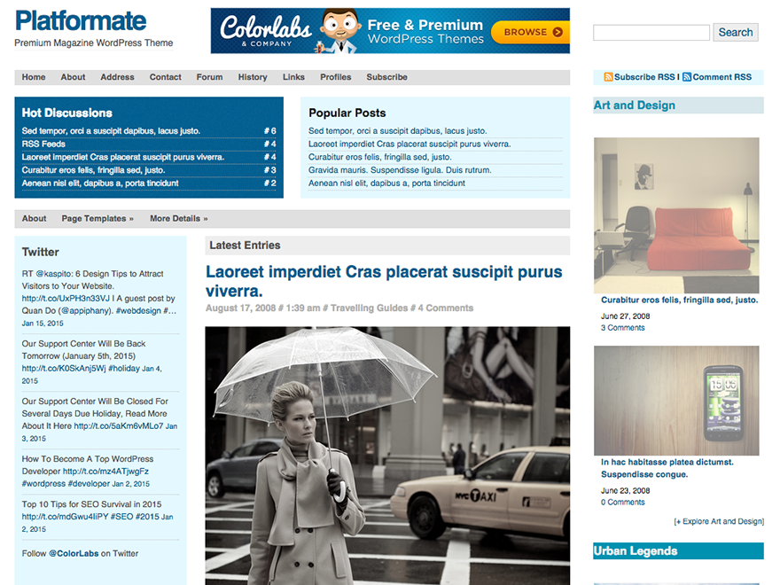 Platformate theme websites examples