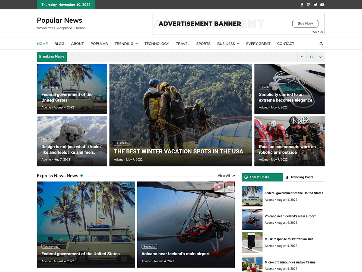 popular-news theme websites examples