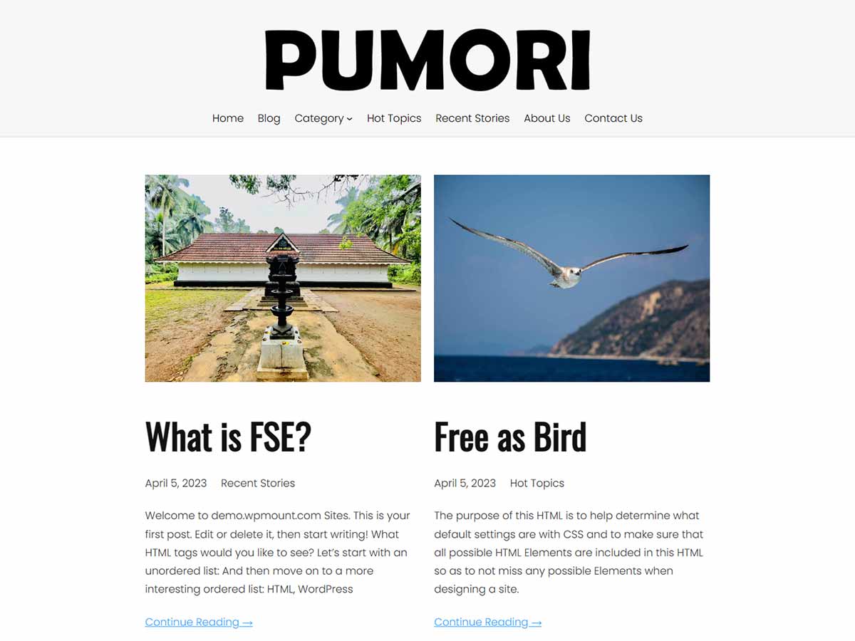 pumori theme websites examples