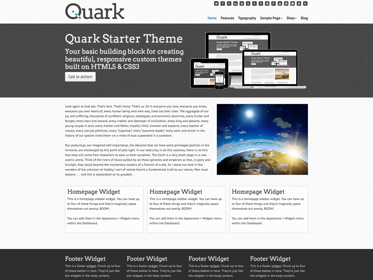 Quark website example screenshot