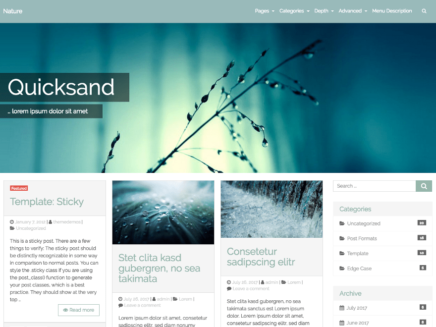 quicksand WordPress theme, websites list used quicksand theme quicksand theme websites examples