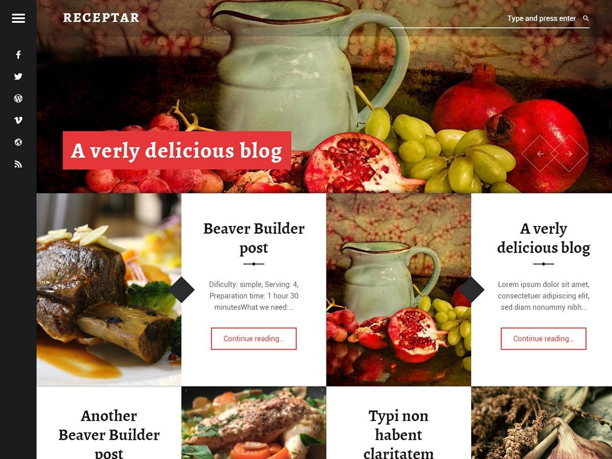 Receptar theme websites examples