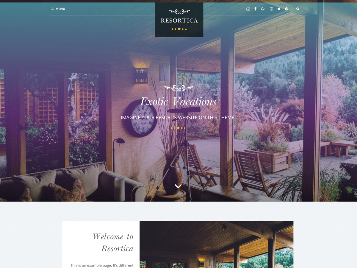 Resortica Lite website example screenshot