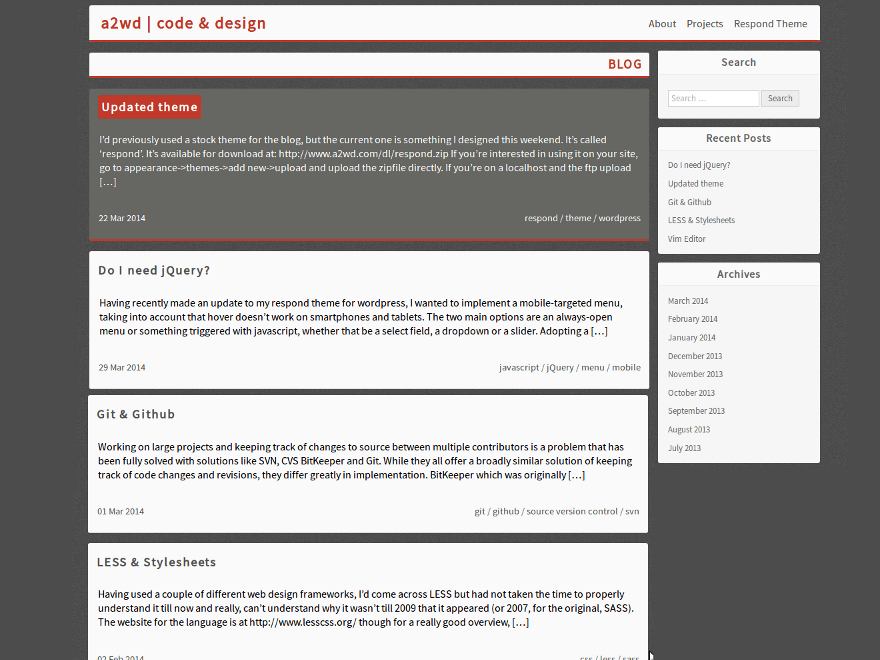 Respond theme websites examples