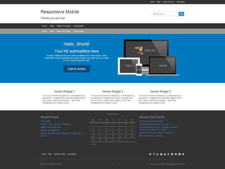 Responsive Mobile theme websites examples