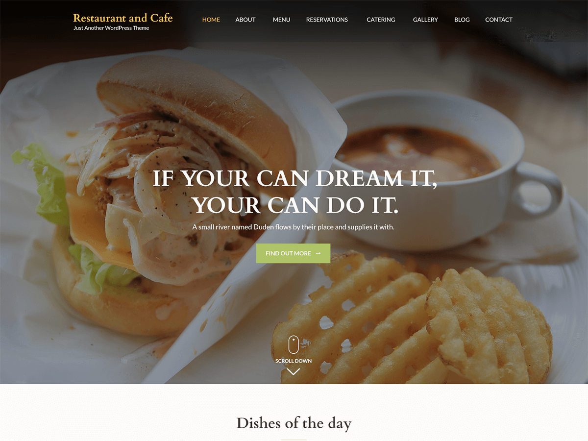Restaurant and Cafe website example screenshot