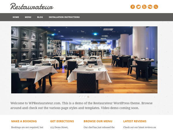 Restaurateur website example screenshot