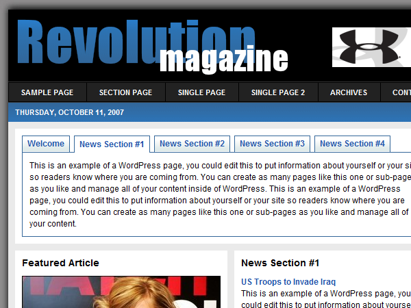 Revolution Magazine theme websites examples